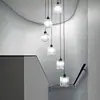 Apartamento Loft Escalera Candelabro Sala de Estar Iluminación de Cristal Escalera Dúplex Espacio Abierto Giratorio Amazon Estilo Nórdico
