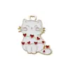 Anillo Hueco de Gato con Goteo de Aceite de Dibujos Animados Accesorios de Joyería de Aleación DIY Colgante Individual Pendientes Colgante para Llavero