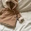 Chaqueta de Invierno para Niñas Estilo Nuevo Forrada de Polar Estilo Coreano Ins Unisex Cardigan con Capucha Grueso de Lana de Cordero Polar