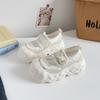 Zapatos Blancos de Velcro Hueco Sandalias de Mujer Verano Nuevo Nicho Acolchados de Suela Gruesa Tenis de Doble Uso Lz6125