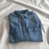 Camisa de Mezclilla Azul Vintage de Tencel 2026 Primavera y Otoño Delgada Estilo Ropa de Trabajo Bolsillo Grande Capa Superior Casual para Mujer