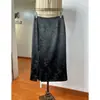 Nova Fivela de Saia Estilo Chinês Estilo Nacional Cetim de Ácido Acético Jacquard Saia Lápis Midi Feminina Slim-Fit Fenda Saia One-Step
