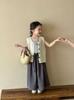 Primavera 2025 Novas roupas infantis Estilo coreano Roupas infantis Meninas Cardigan de malha de cor sólida Colete de lã infantil