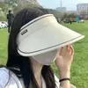 Chapéu de sol de verão novo para mulheres com aba larga, proteção facial, proteção UV, adequado para ciclismo ao ar livre, chapéu de aba larga não reversível