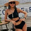 Nuevo Traje de Baño Sexy Conservador para Mujer Estilo Coreano Celebridad de Internet Cubre Vientre y Adelgaza Espalda Descubierta Enterizo Traje de Baño para Aguas Termales