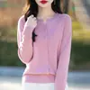Cárdigan de cuello redondo para principios de primavera y otoño, suéter de punto Andy para mujer, suéter decorado con pedrería, nuevo abrigo elegante de cuello en V para mujer