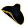 En Stock Halloween Sombrero de Pirata de Terciopelo de un Solo Lado con Borde Dorado y Plumas Sombrero de Pirata con Encaje de Plumas Sombrero Triangular de Capitán Jack