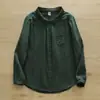 Venta Directa de Fábrica Algodón Puro Holgada Color Sólido Cuello Solapa Plisada Doble Capa Hilo de Algodón Camisa de Mujer Primavera y Otoño Camisa de Mujer de Manga Larga