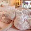 Lindo juego de ropa de cama de 3 piezas para literas de dormitorio, funda de edredón, funda de almohada, individual/doble de dormitorio, lavable a máquina, algodón lavable al agua juego de 4 piezas