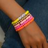 Conjunto de Pulseiras de Contas de Cerâmica Macia com Letras Estilo Boêmio de Feriado Transfronteiriço Europeu e Americano Moda Multicamadas Empilhadas para Mulheres