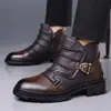 Botas Martin de Caña Alta Transfronterizas al por Mayor para Hombre, Marrón Otoño Costuradas Talla Grande Estilo Capitán Jack Estilo Europeo y Americano Botas para Hombre