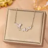 Collar de Mariposa de Zirconia de Cobre Moderno y Único para Mujer, Elegante y Versátil, Cadena para Clavícula que No se Desvanece