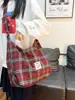 Bolso bandolera nuevo de otoño 2024, estilo chica simple y enérgica, gran capacidad, estampado a cuadros, moda casual, bolso para mujer