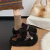Pantuflas peludas de suela gruesa para mujer que aumentan la altura, nuevo estilo otoño/invierno, punta cerrada, cálidas, tacto de alta gama, pantuflas de algodón para el hogar