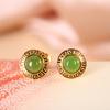 Pendientes de plata de ley 925 con incrustaciones de jaspe hetiano natural bañados en oro, modernos y sencillos, para damas.