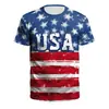 Transfronterizo Europeo y Americano: Camiseta de Manga Corta para Hombre con Estampado Digital 3D de la Bandera del Día de la Independencia de EE. UU. y la Estatua de la Libertad Serie 3