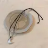Collar de cuerda trenzada con luna para mujer verano 2023 nuevos accesorios Colgante largo para pareja Cadena para la clavícula