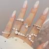 Anillo de plata esterlina S925 estilo INS para mujer, diseño de perlas de alta gama con personalidad, exquisito anillo ajustable con apertura de cuentas de concha