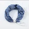 Colar de lenço de seda com pérolas e fecho magnético para mulheres, corrente fina para clavícula de verão, lenço pequeno retrô francês, lenço decorativo para o pescoço