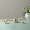 Soporte para Taza de Té de Cerámica Ino Kiyomatsu Isla Rosa Margarita Pequeña, Taza de Degustación, Taza de Anfitrión, Posavasos, Plato de Alto Valor para Postres y Frutas