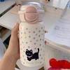 Taza térmica de gatito con punta de onda, gran capacidad, de acero inoxidable 316, con tubo de succión para niños, taza de agua de alto valor de color para estudiantes