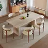 Conjunto de Mesa de Jantar e Cadeiras Vintage em Travertino Estilo Francês, Mesa de Jantar Retangular Mid-Century Modelo para Sala de Estar de Designer