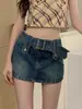 Pantalones Falda de Mezclilla Sexy Europeos y Americanos para Mujer Verano 2023 Nueva Falda Corta Anti-Exposición de Línea A para Cadera