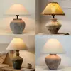 Jarrón Cerámico Estilo Wabi-Sabi Vintage Lámpara de Mesa Decorativa, Lámpara de Mesita de Noche para Dormitorio Inspirada en Zen, Adorno Retro Japonés para Sala de Estar de Hotel Homestay