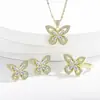 Set de Joyería de Moda de Alto Nivel Mariposa de Venta Caliente Transfronteriza Anillo Collar Pendientes Imitación Plata 925 Chapado en Oro 18K Europeo y Americano