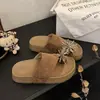 Sandalias de dedo gruesas con pedrería de fuegos artificiales para mujer, cómodas para la playa, verano 2026