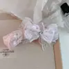 Grampo Banana de Renda com Laço de Cetim de Bolinhas Estilo Ballet Francês para Penteados Presos na Nuca, Acessório de Grampo de Cabelo Vertical Suave
