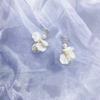 Diseño hecho a mano Super hada bosque imitación concha pétalo aretes mujer dulce temperamento aretes de aguja de plata clip para oreja espiral para mosquitos