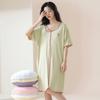 Camisola com Bojo para Mulheres Verão 2025 Nova Algodão Seda Coreana Manga Curta Tamanho Grande Maternidade Pijama Feminino Verão Feminino