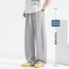 Pantalones deportivos grises de estilo americano con corte inclinado para hombre, marca de moda, nuevo modelo primavera/otoño, corte recto holgado, talla grande, versátiles