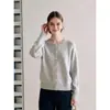 Estilo simple, cuello redondo, manga raglán, suéter corto de punto para mujer, nueva colección de otoño 2026, chaqueta suéter de corte holgado, 25738