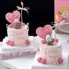 Set de Decoración para Pastel del Día de San Valentín Qixi 2026: Adornos de Osos Apilables para Pareja e Inserciones de Confesión de Amor