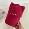 Boné de Baseball Estilo Japonês Fofo com Orelhas de Gato 3D para Mulheres, Proteção Solar ao Ar Livre, Boné de Tecido Macio Emagrecedor de Rosto