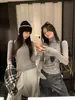 Camiseta de Manga Larga de Cuello Alto Mezcla de Lana Tencel Baisiwang para Mujer en Otoño e Invierno, Versátil Look Adelgazante Camiseta Básica de Cuello Redondo