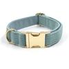 Collar para mascotas MIHA de terciopelo verde menta con hebilla dorada, nuevo diseño en línea, collar para perros de una generación con letras transfronterizas.