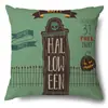Funda de Almohada Halloween Calabaza Divertida Transfronteriza Amazon Estampado de Lino Funda Decorativa para Cojín de Sofá del Hogar