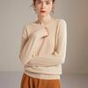 Suéter Feminino de Cashmere Leve 100% Gola Redonda Outono 2024 Suéter Solto Fino com Manga Longa Camisa Base