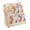 Soporte de Exhibición de Tarjetas de Felicitación de Madera Estante de Almacenamiento de Pósters y Postales Escalonado Estante de Almacenamiento de Cosméticos de Escritorio Adornos de Ensamblaje