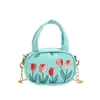 Bolsa de Mão Infantil com Tulipa e Margarida Frescas, Mini Bolsa de Corrente Floral para Meninas, Porta-Moedas de Viagem para Bebê, Tendência