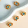 Acessórios com Incrustação de Jade Azul Natural Água Filigrana Oca Ruyi DIY com Furo Passante Contas Acessórios com Microincrustação de Jade Prontos