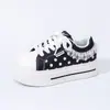 Tênis de renda com puxador, cano baixo, sola grossa, para mulheres, super estilosos e que alongam as pernas, mocassins versáteis para o dia a dia e uso casual