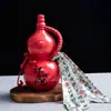 Celebridad de Internet 0.5 kg Calabaza de Cerámica con Forma de Jarra Sellada Vintage para Vino 500 ml Tetera Wukong Chang'An para Licor, Té con Leche y Bebidas