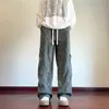 Pantalones de pana tie-dye para hombre, primavera y otoño, rectos holgados de pierna ancha largos, pantalones deportivos de chándal estilo americano, pantalones casuales elegantes