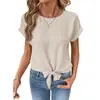 AliExpress Transfronterizo Europeo y Americano Verano Nuevo 2026 Manga Corta Moda Casual Cuello Redondo con Corbata y Lazo
