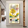 Pintura de Nueve Peces para Decoración de Entrada, Pintura de Luz LED Moderna de Lujo Ligero para Pasillo con Buen Significado, Arte de Pared para Vestíbulo