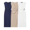 Z Estilo Europeu e Americano Transfronteiriço 2026 Nova Moda Elegante Roupas Femininas Atacado Slim Fit Vestido de Sarja de Botão Duplo 5067151